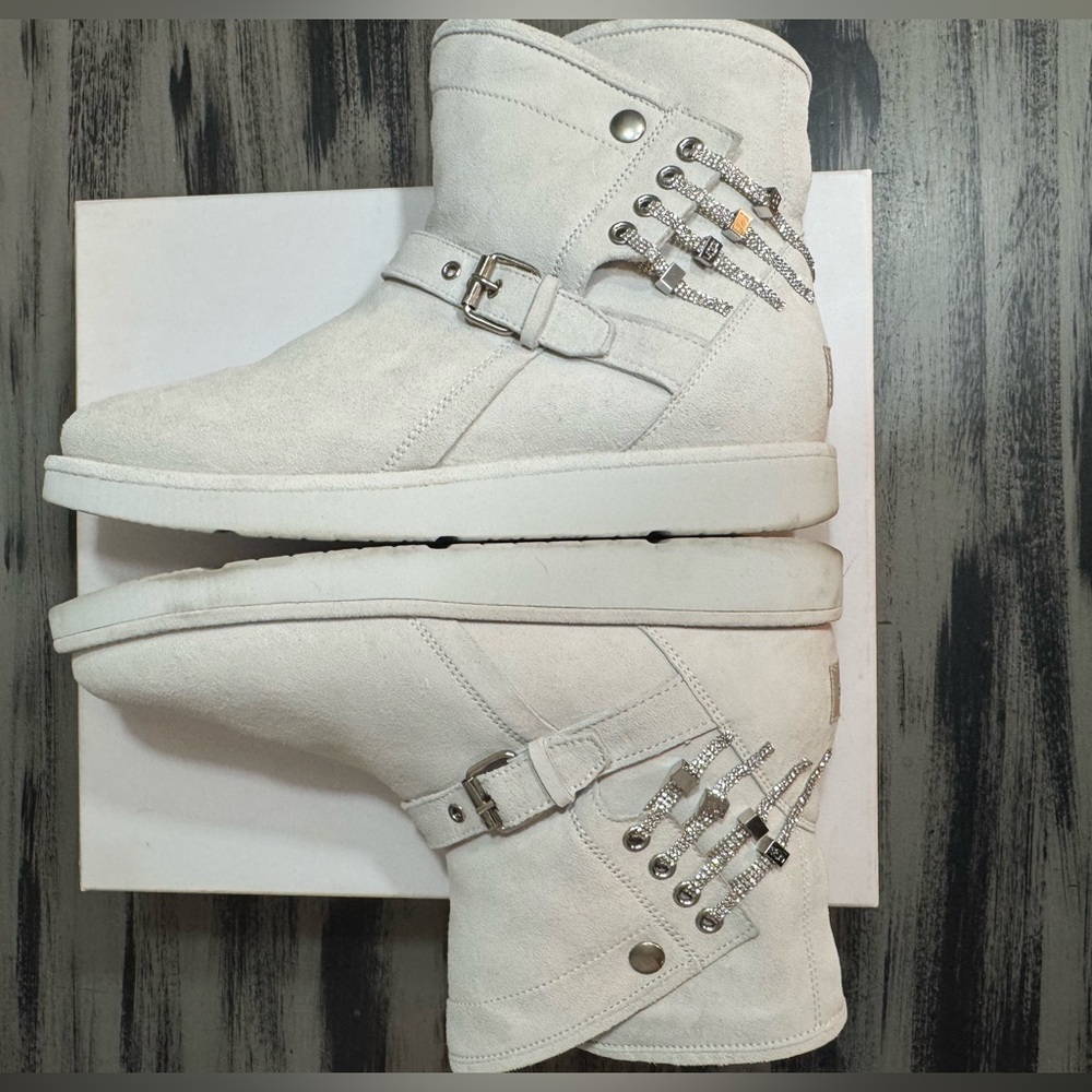 UGG Women's Karisa Everlasting Swarovski Glitter Charm Boots In White Size 10 - Picture 10 of 16